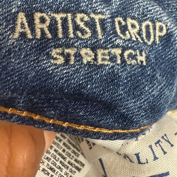 American Eagle Artist Crop Jeans Low Rise Distressed Blue Size 0 Y2K Style - Picture 4 of 8